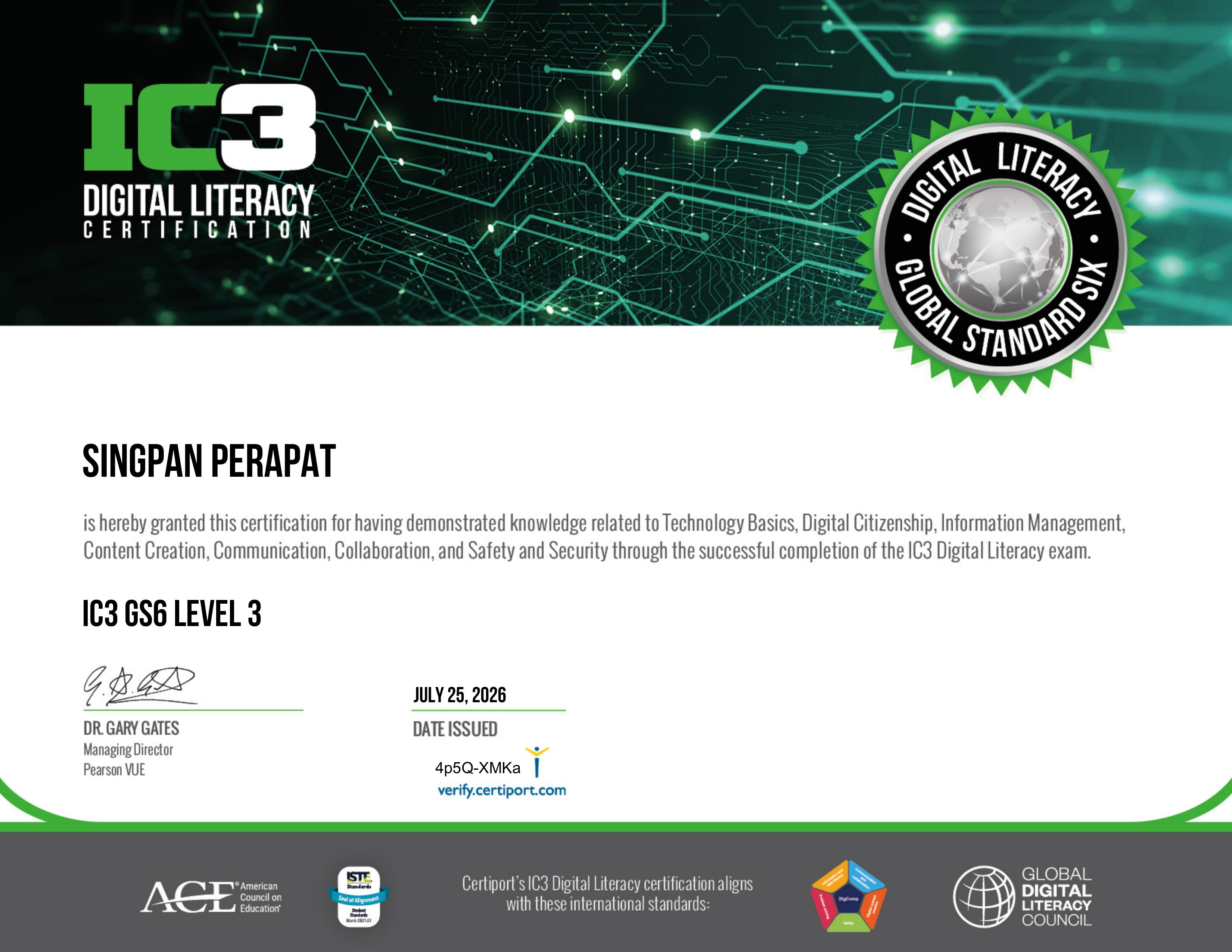 IC3 GS6 Digital Literacy Level 3